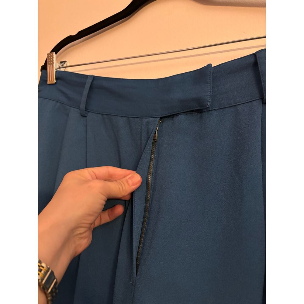The Drop Navy Teal Blue Wide Leg Trouser Pants XL Elegant Minimalist - Picture 7 of 7